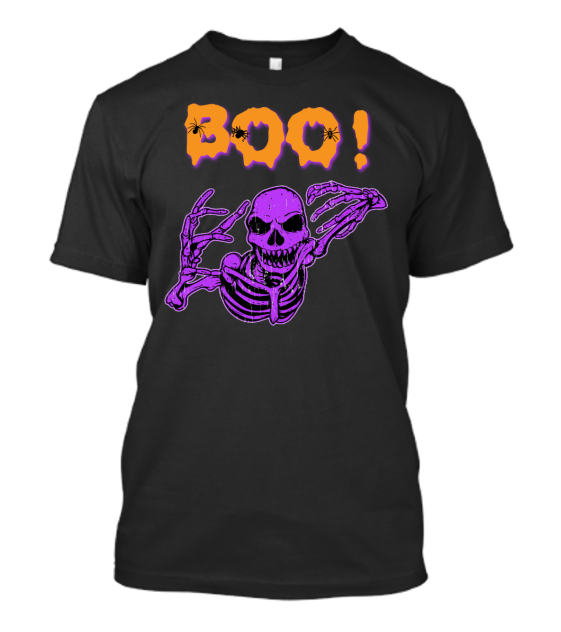 Boo Creepy Skeleton With Spiders Halloween Holiday T-Shirt