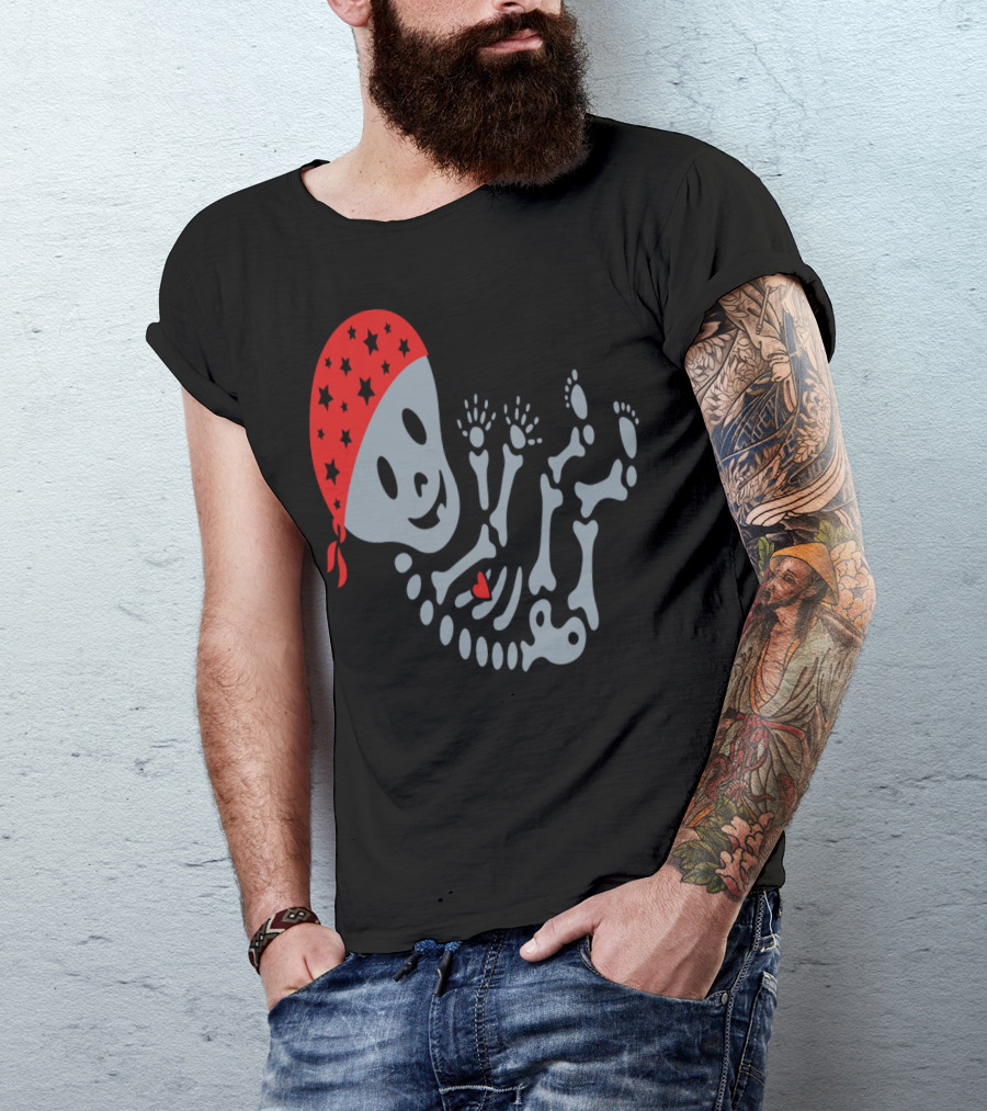 Tattoo Mama Maternity Skeleton With Red Bandana Baby Bones T-Shirt