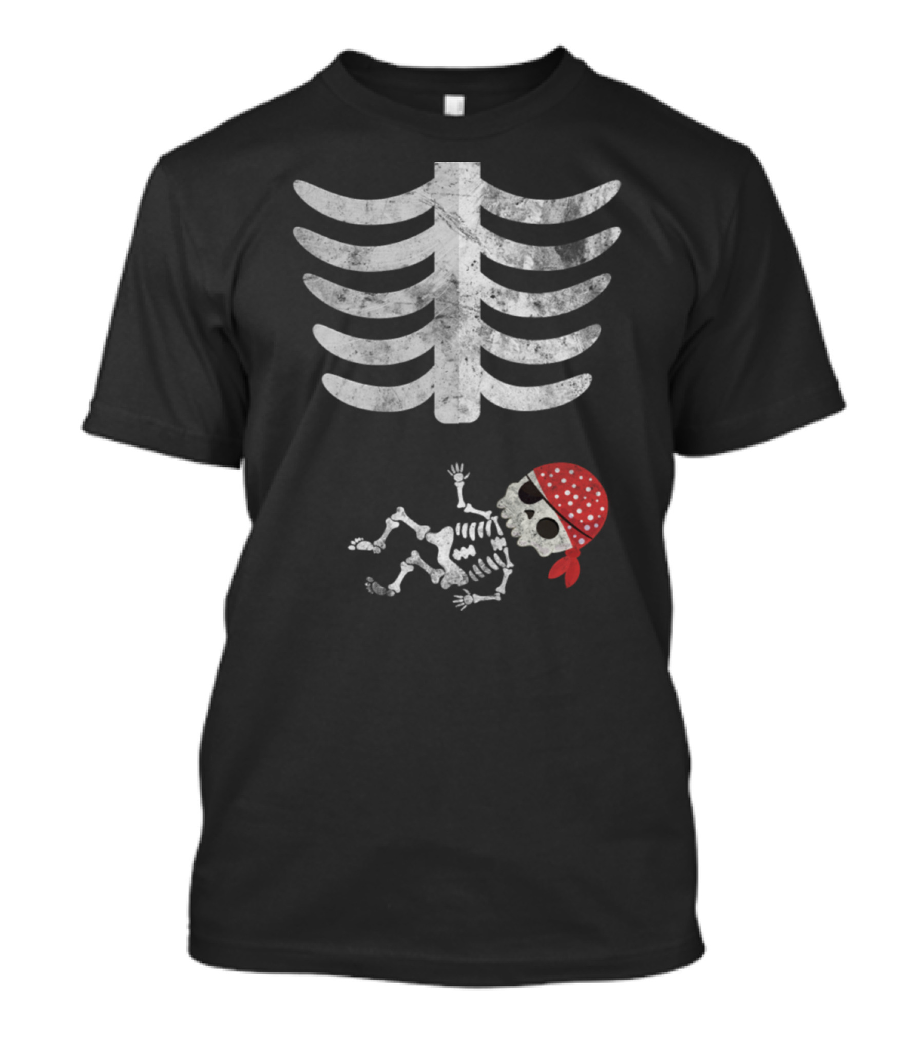 Funny Skeleton Halloween Pregnant Pirate Baby T-Shirt