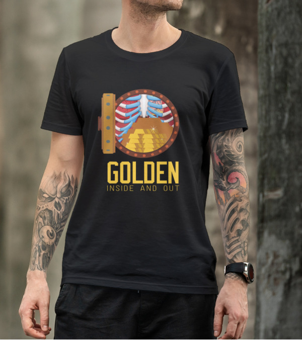 Golden Inside And Out Safe Gold Bars Skeleton Rich T-Shirt