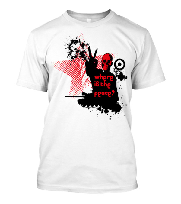 Where Is The Peace Skeleton Red Star Vector Image T-Shirt