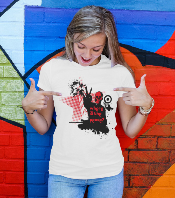 Where Is The Peace Skeleton Red Star Vector Image T-Shirt