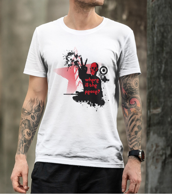 Where Is The Peace Skeleton Red Star Vector Image T-Shirt