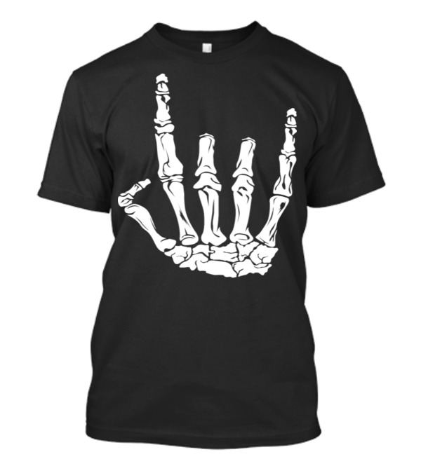 Skeleton Rock Hand Gesture Heavy Metal Fans Novelty T-Shirt