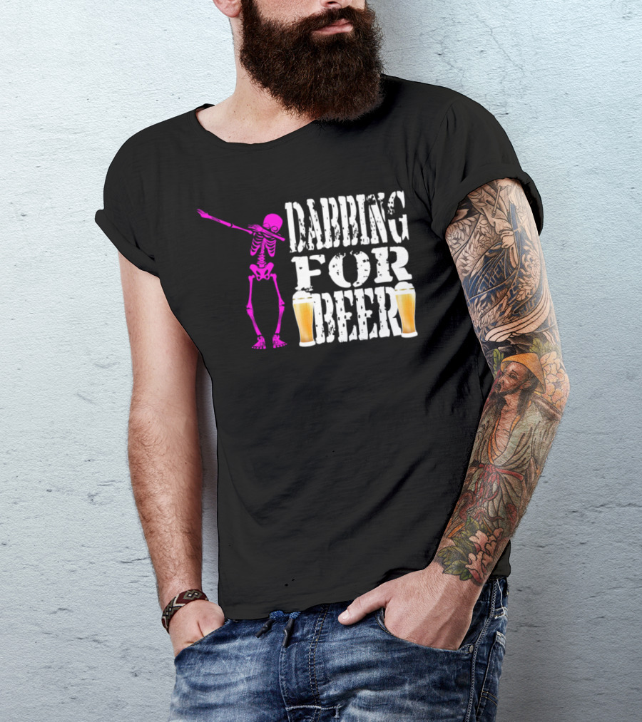 Dabbing Pink Skeleton Dabbing For Beer Halloween T-Shirt