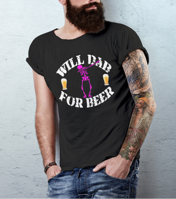 Will Dab For Beer Pink Skeleton Halloween T-Shirt