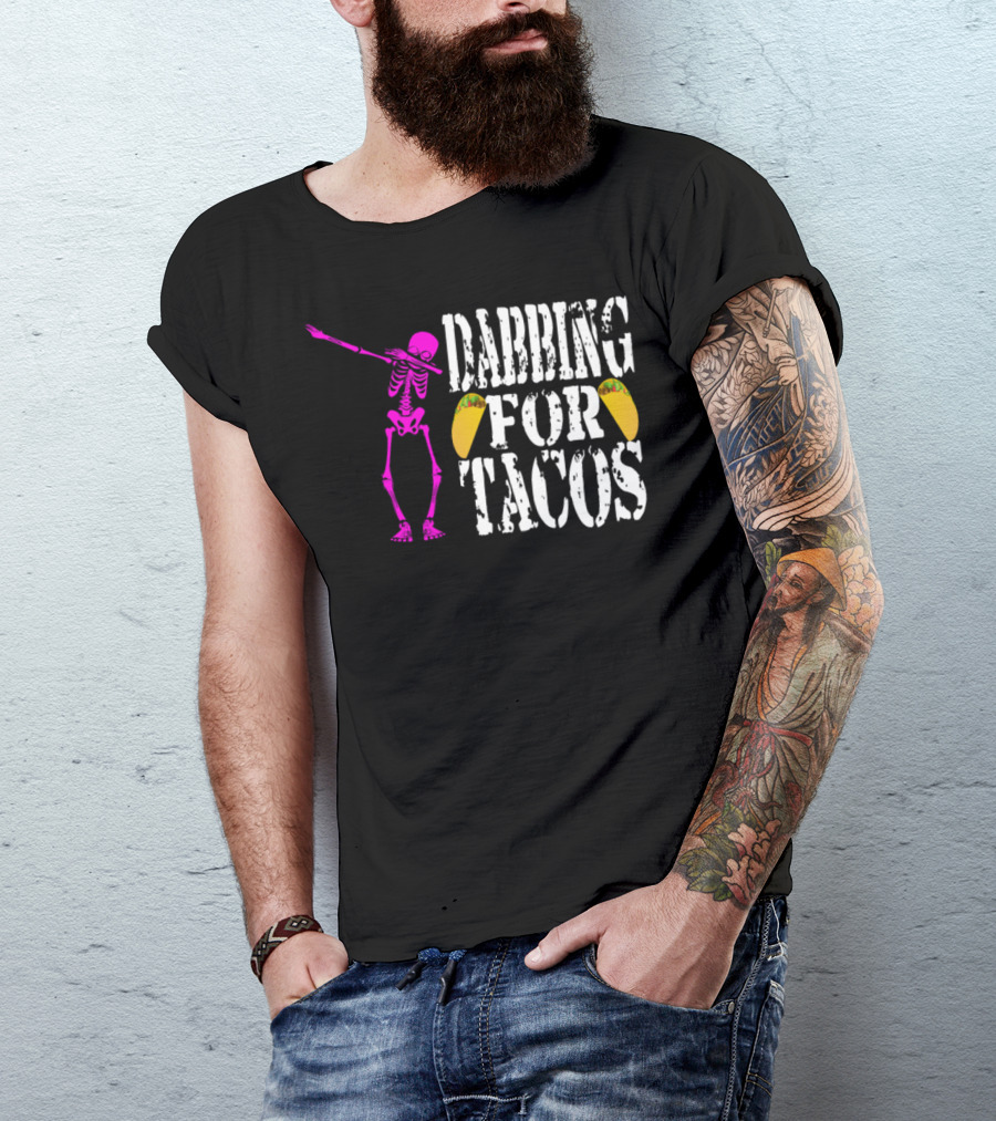 Dabbing For Tacos Pink Skeleton Halloween T-Shirt