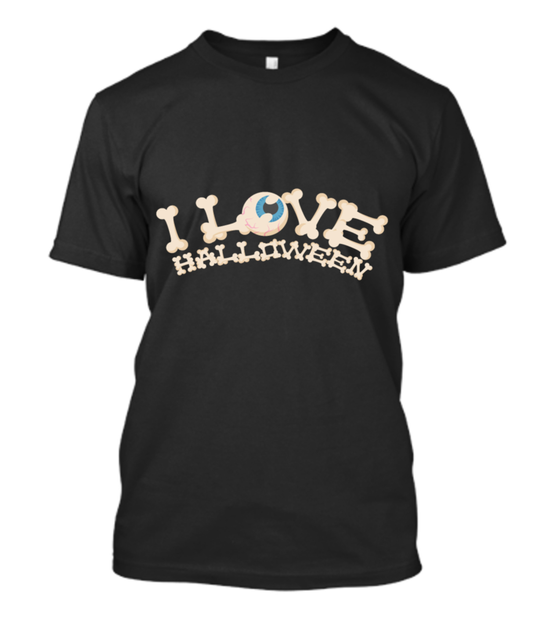I Love Halloween Bones Skeleton Scary Eye Costume T-Shirt