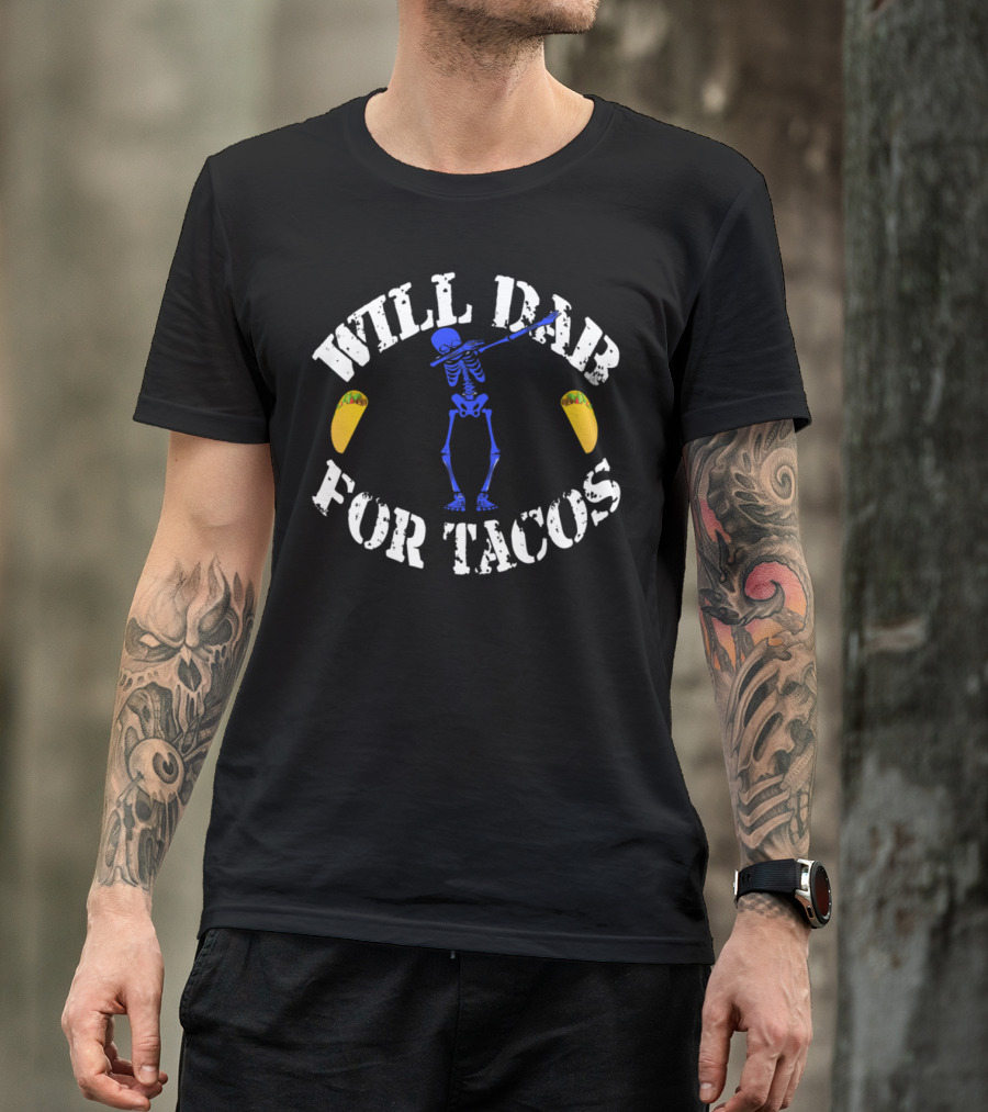 Will Dab For Tacos Blue Halloween Skeleton T-Shirt