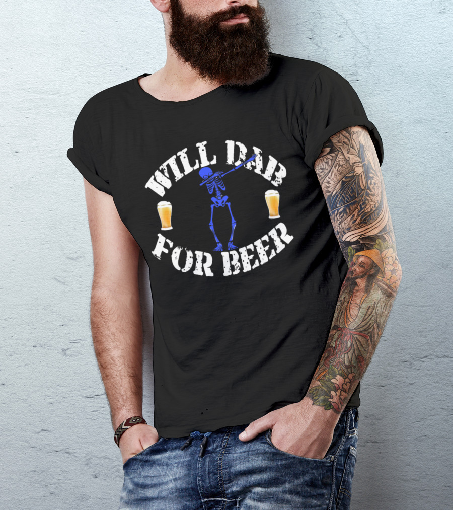 Will Dab For Beer Blue Skeleton Halloween T-Shirt