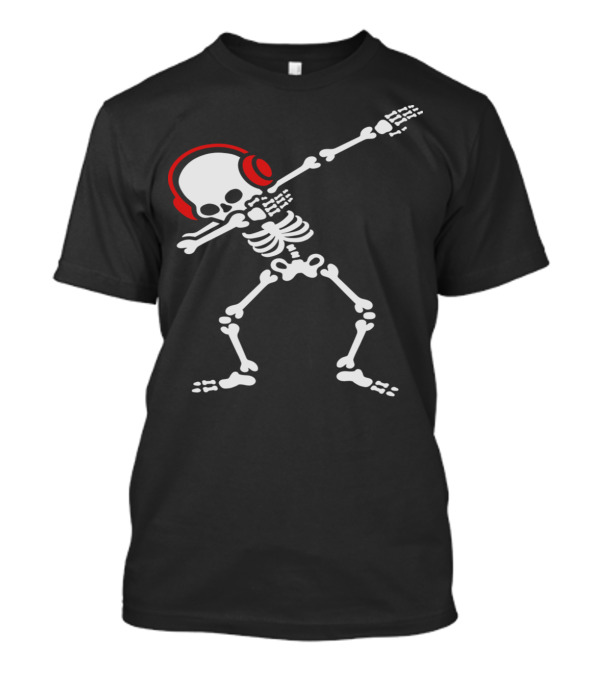 Skeleton Dab Headphones Music T-Shirt