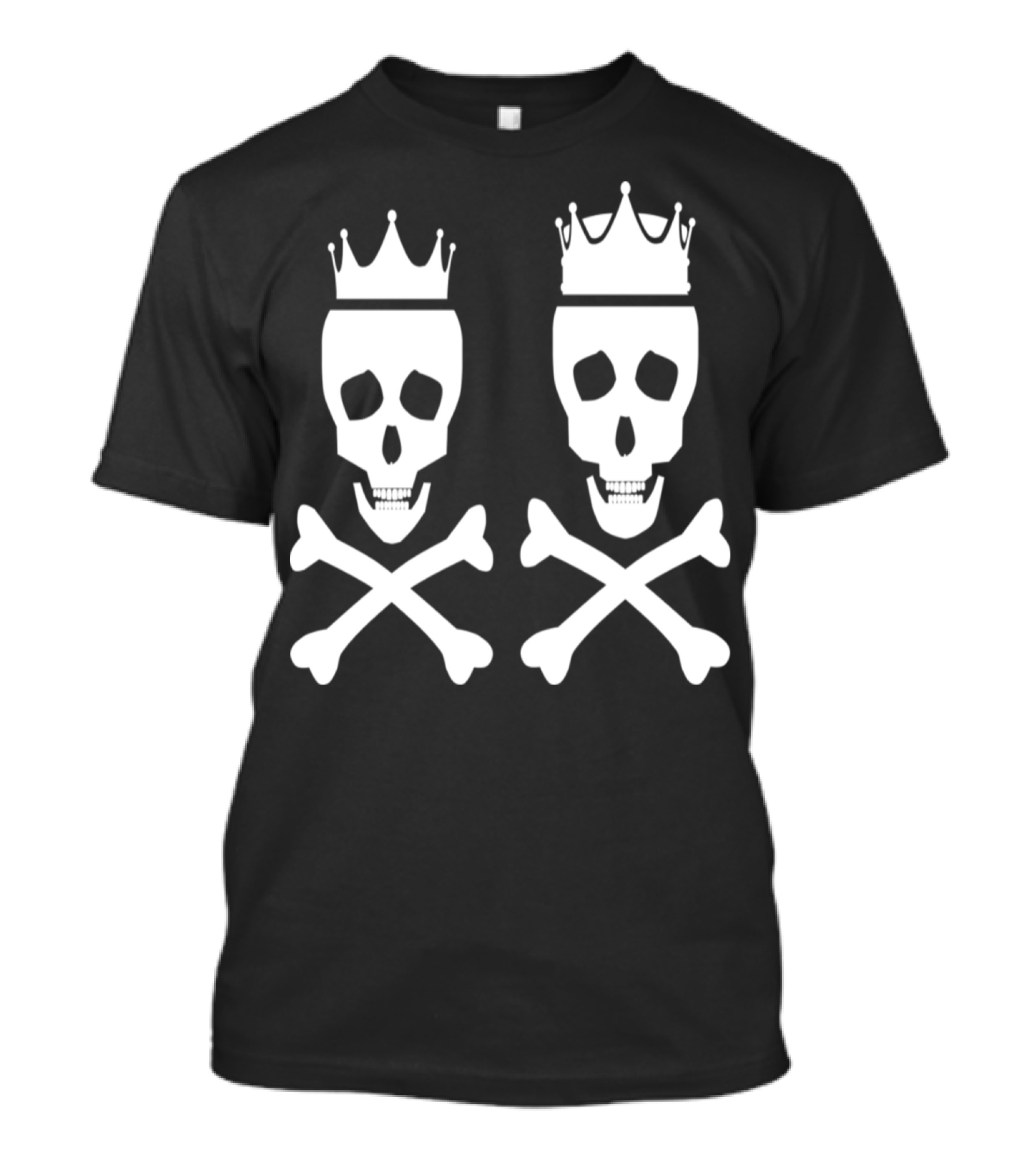 King And Queen Skulls With Crowns And Crossbones T-Shirt
