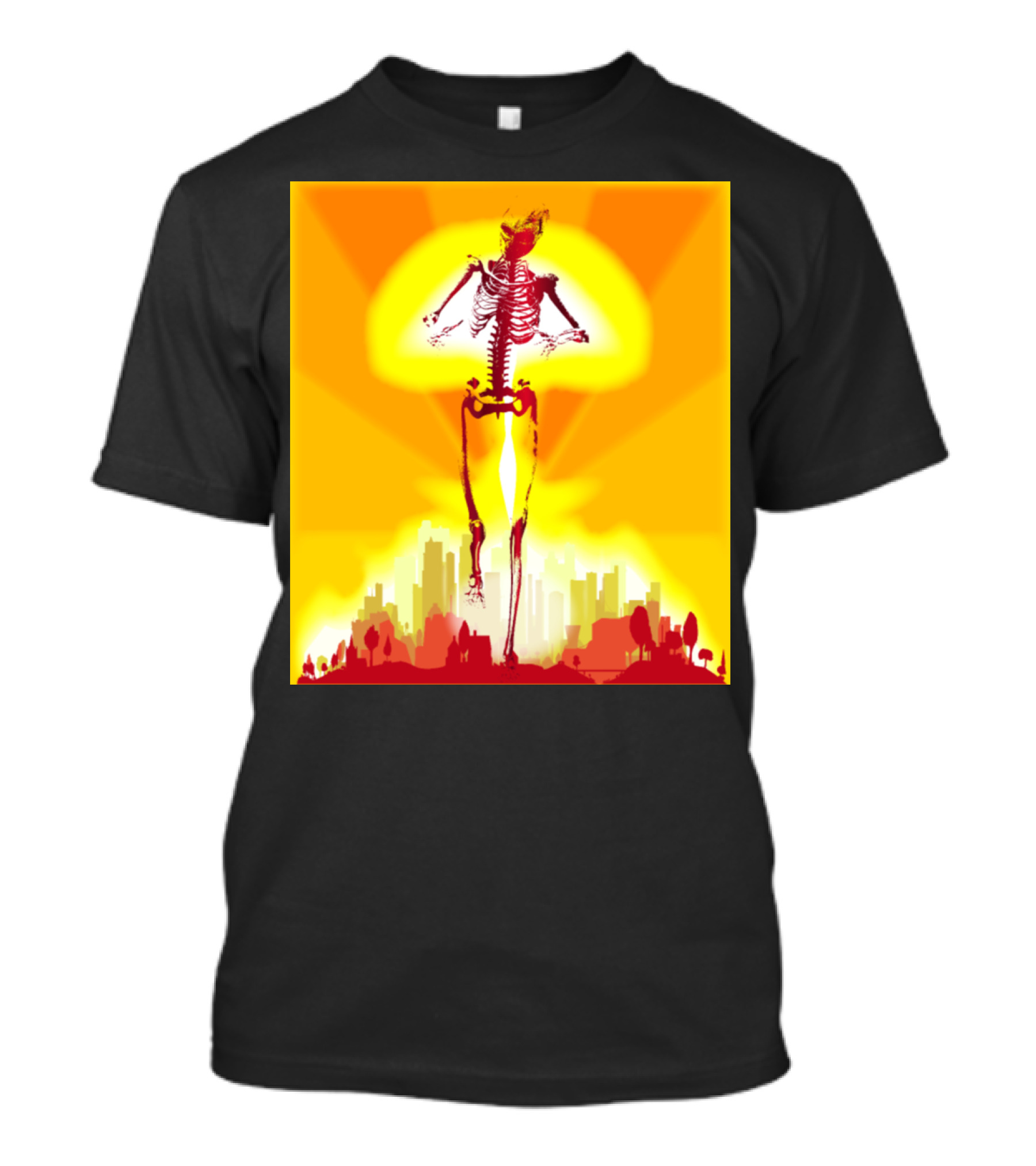 Horror Of War Bomb Blast Skeleton Over City Explosion T-Shirt