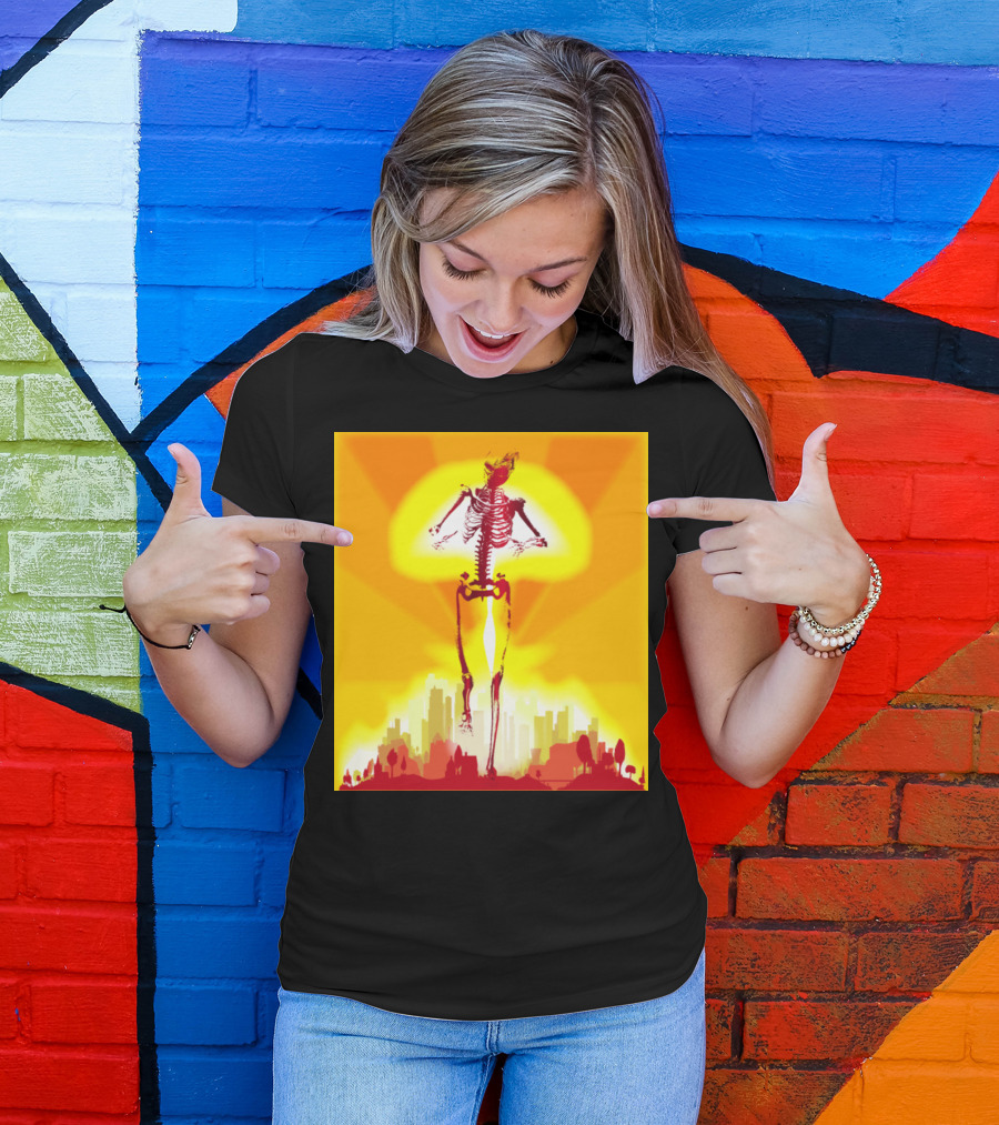 Horror Of War Bomb Blast Skeleton Over City Explosion T-Shirt