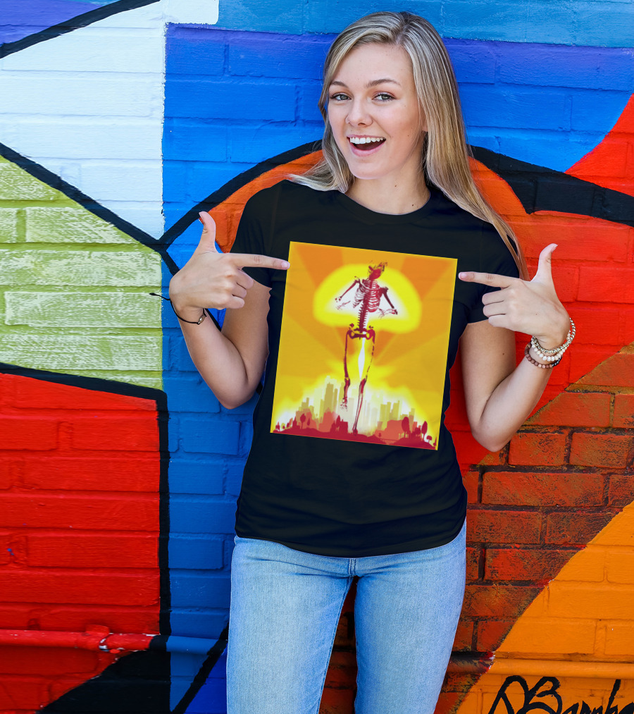 Horror Of War Bomb Blast Skeleton Over City Explosion T-Shirt