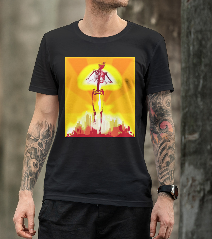 Horror Of War Bomb Blast Skeleton Over City Explosion T-Shirt