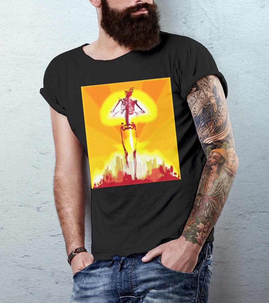 Horror Of War Bomb Blast Skeleton Over City Explosion T-Shirt