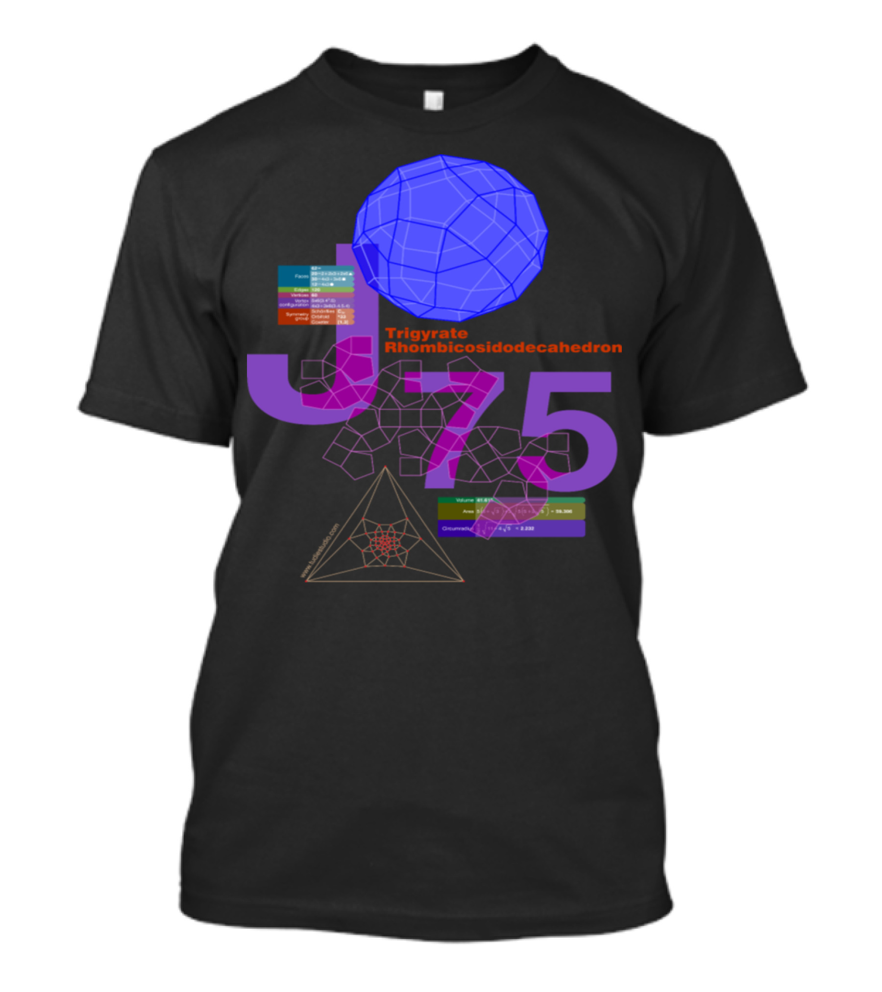 Trigyrate Rhombicosidodecahedron J75 Geometry Data Visualization T-Shirt