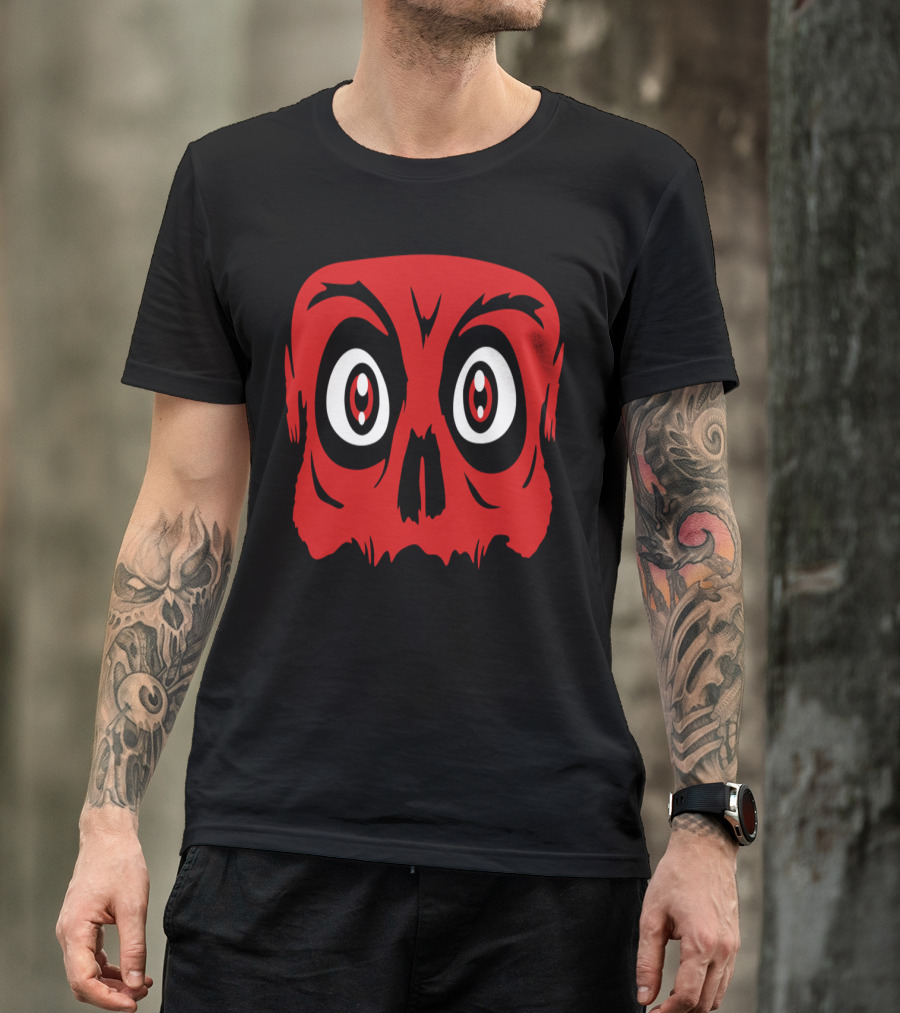 Monster Horror Halloween Red Skull Eyes Face Cool Design Com T-Shirt