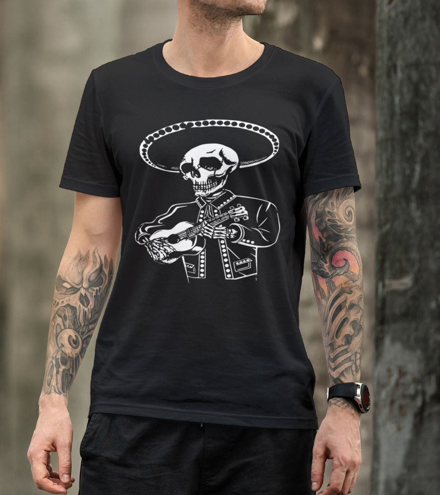 Day Of The Dead Mariachi Skull With Guitar T-Shirt