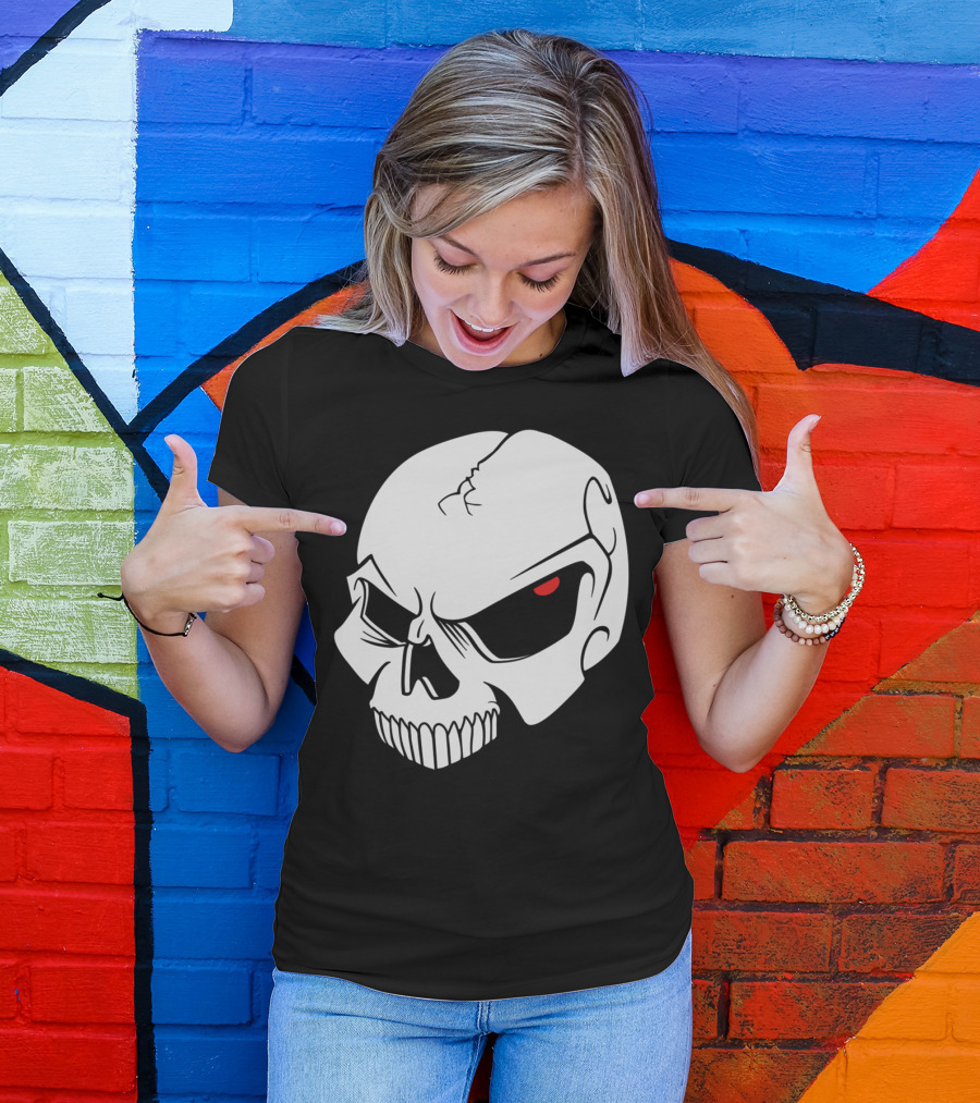 EvilSkull Red-Eyed Grinning Skull T-Shirt