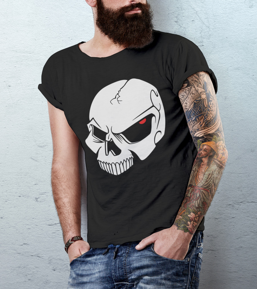 EvilSkull Red-Eyed Grinning Skull T-Shirt