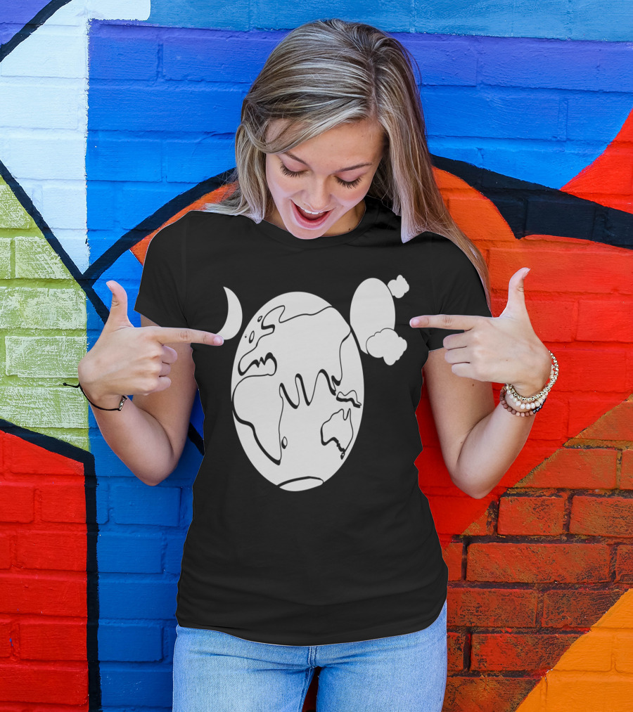Aussie Earth Outline With Moon And Clouds T-Shirt
