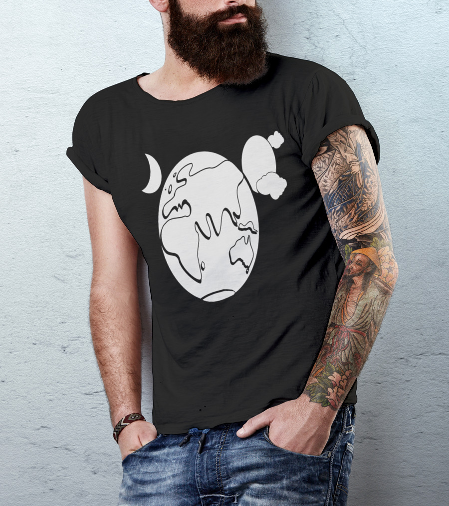 Aussie Earth Outline With Moon And Clouds T-Shirt