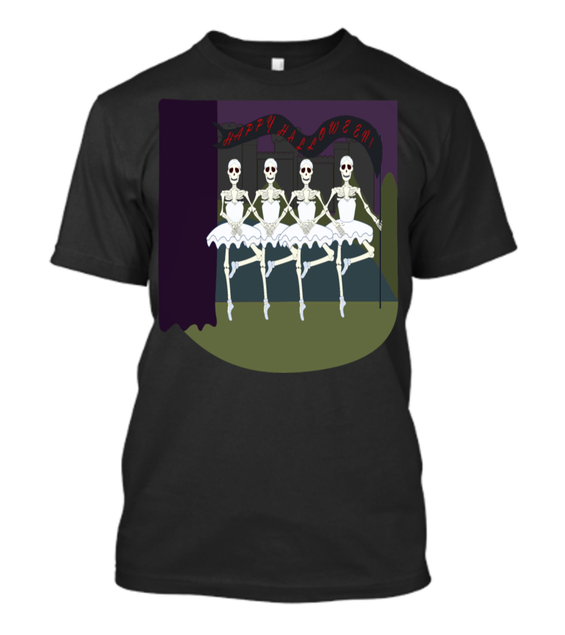 Happy Halloween Dancing Skeletons Ballerinas T-Shirt