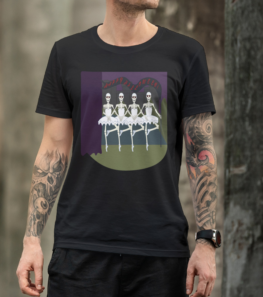 Happy Halloween Dancing Skeletons Ballerinas T-Shirt