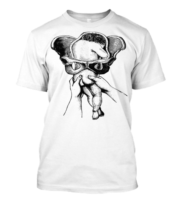 Geburt Baby Anatomie Hände Becken Skizze T-Shirt