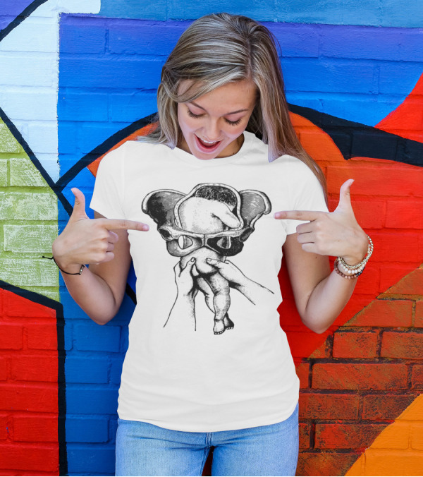 Geburt Baby Anatomie Hände Becken Skizze T-Shirt