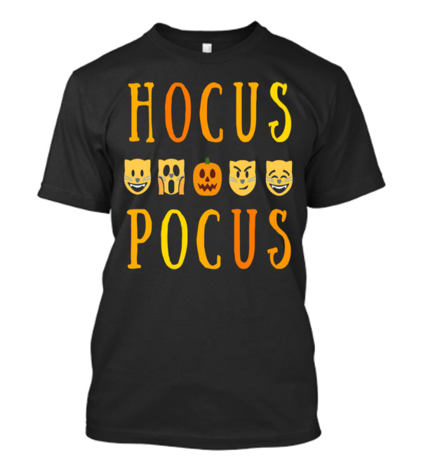 Hocus Pocus Cat Pumpkin Emoji Faces Halloween T-Shirt