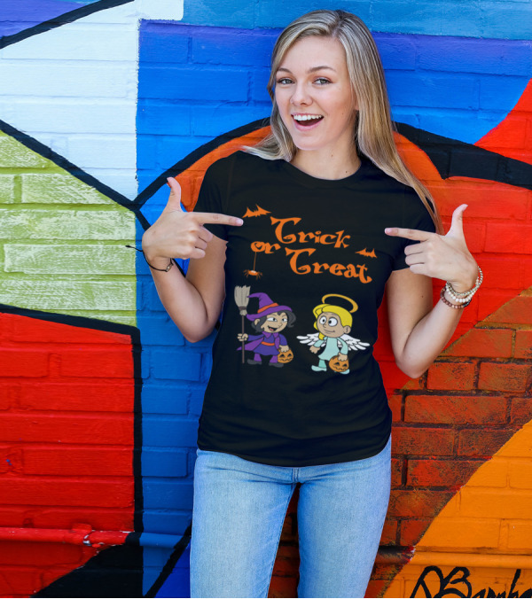 Trick Or Treat Halloween Costume Witch Angel Sweets Candy T-Shirt