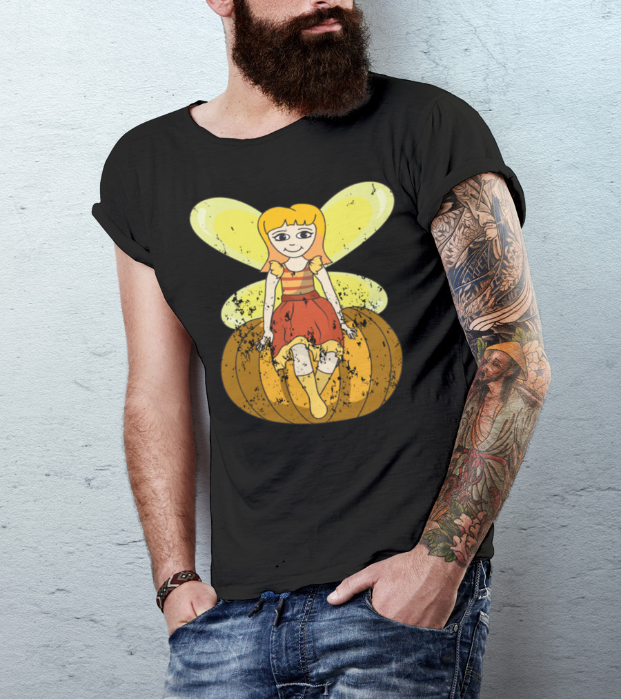 Retro Vintage Grunge Style Halloween Pumpkin Fairy Girl T-Shirt