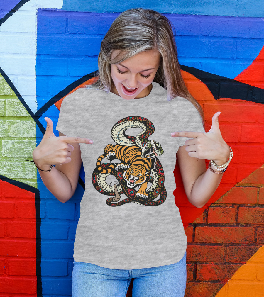 Tiger And Snake Fierce Battle T-Shirt