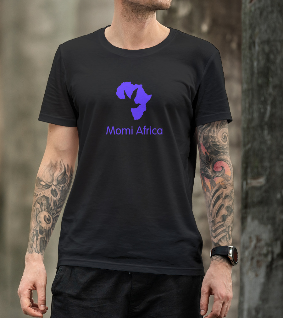 Momi Africa With Silhouette Of Africa And Purple Bird Shape T-Shirt