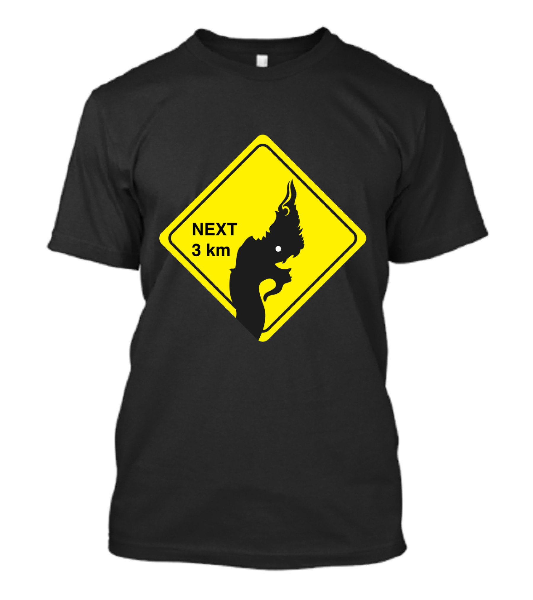 Naga Next 3 Km Caution Sign Yellow Diamond Warning T-Shirt