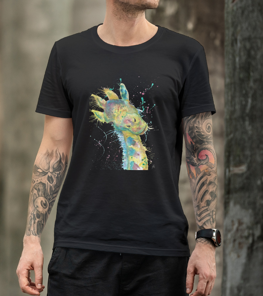 Vibrant Watercolor Giraffe Portrait Hattie T-Shirt