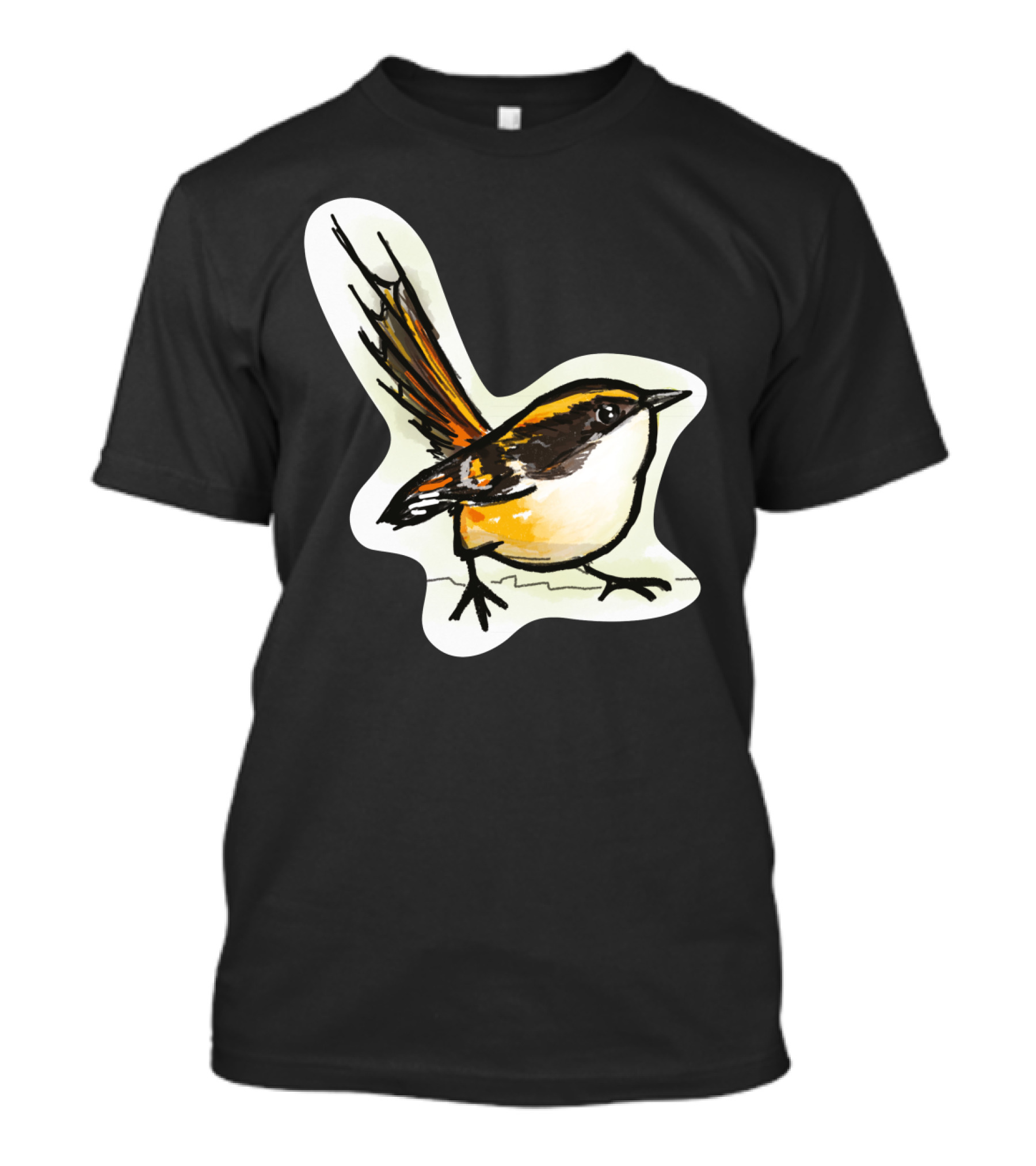 Churrin Bird Vibrant Artistic Illustration With Orange And Black Details T-Shirt