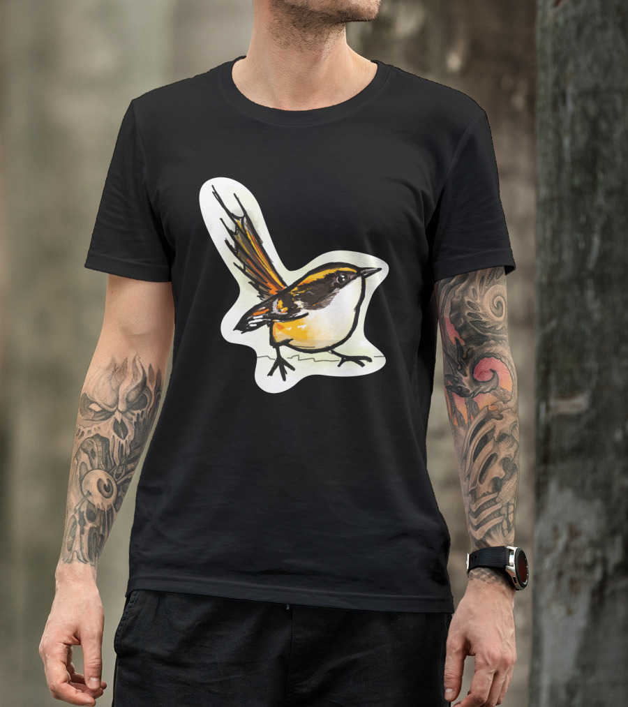 Churrin Bird Vibrant Artistic Illustration With Orange And Black Details T-Shirt