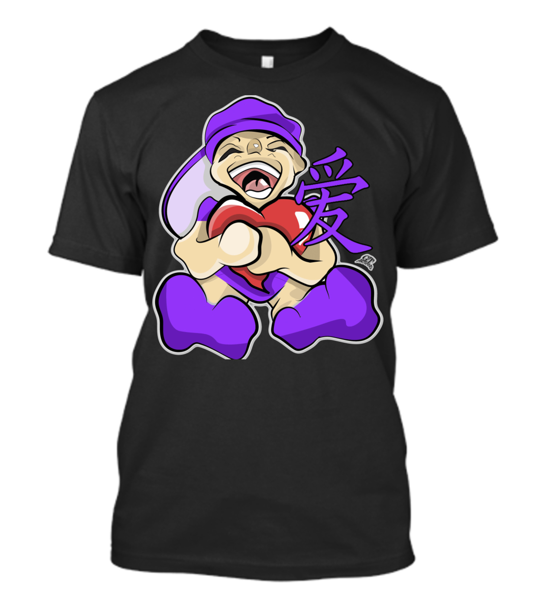 Live Laugh Love Anime Character Heart Purple Kanji T-Shirt