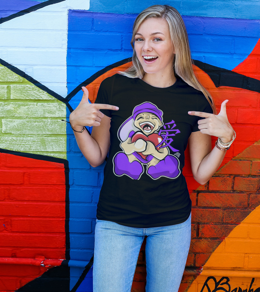 Live Laugh Love Anime Character Heart Purple Kanji T-Shirt