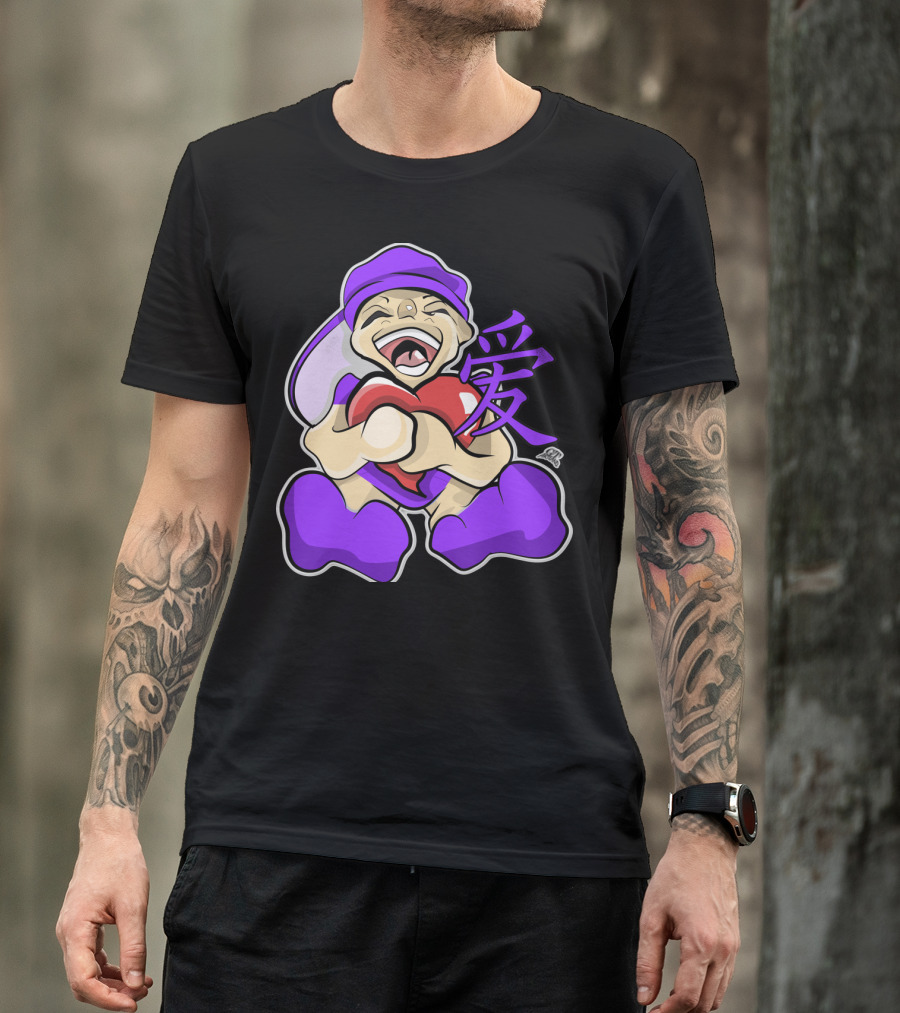 Live Laugh Love Anime Character Heart Purple Kanji T-Shirt