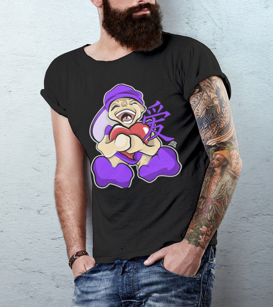 Live Laugh Love Anime Character Heart Purple Kanji T-Shirt