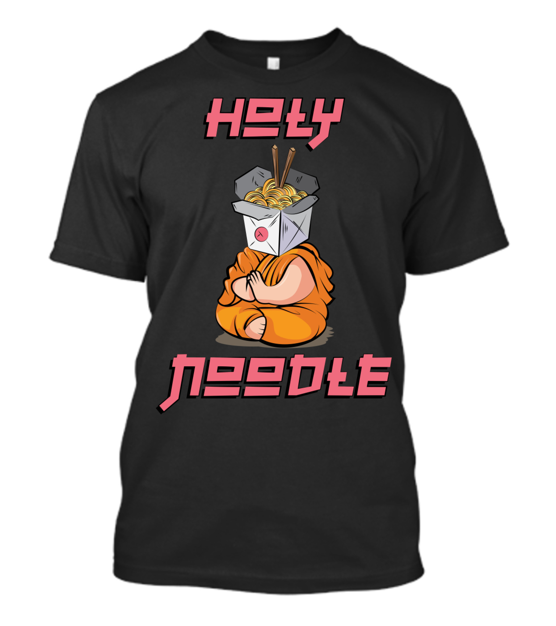 Holy Noodle Meditating Monk With Takeout Box And Chopsticks T-Shirt