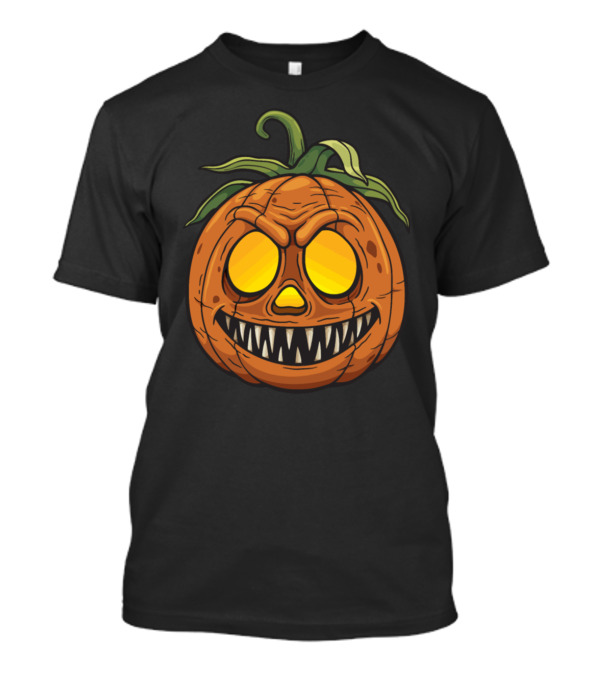 Creepy Pumpkin Head Grinning Jack-O'-Lantern Monster With Spooky Eyes And Sharp Teeth T-Shirt
