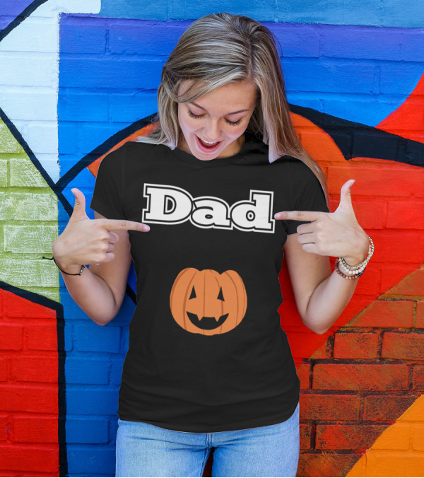 Dad Halloween Pumpkin Jack-O'-Lantern Face T-Shirt
