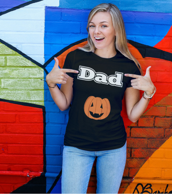 Dad Halloween Pumpkin Jack-O'-Lantern Face T-Shirt