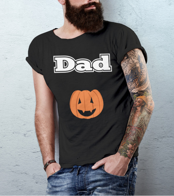 Dad Halloween Pumpkin Jack-O'-Lantern Face T-Shirt